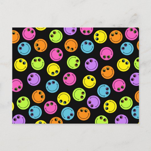 カラフル顔オンブラック ポストカード (正面)