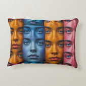 カラフル顔パターン アクセントクッション (裏面)