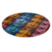 カラフル顔パターン カッティングボード (角)