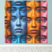 カラフル顔パターン キャンバスプリント (インサイチュ (ウッドフロア))