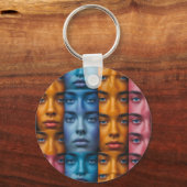 カラフル顔パターン キーホルダー (裏面)