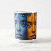 カラフル顔パターン コーヒーマグカップ (中央)