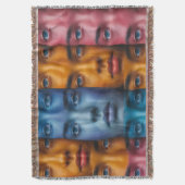 カラフル顔パターン スローブランケット (正面縦)