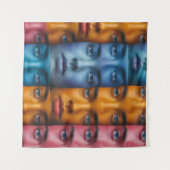 カラフル顔パターン タペストリー (正面(横))