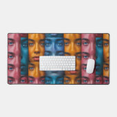 カラフル顔パターン デスクマット (キーボード&マウス)