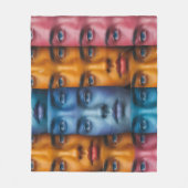 カラフル顔パターン フリースブランケット (正面)