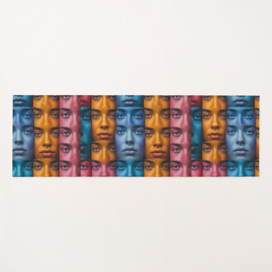 カラフル顔パターン ヨガマット (正面(横))