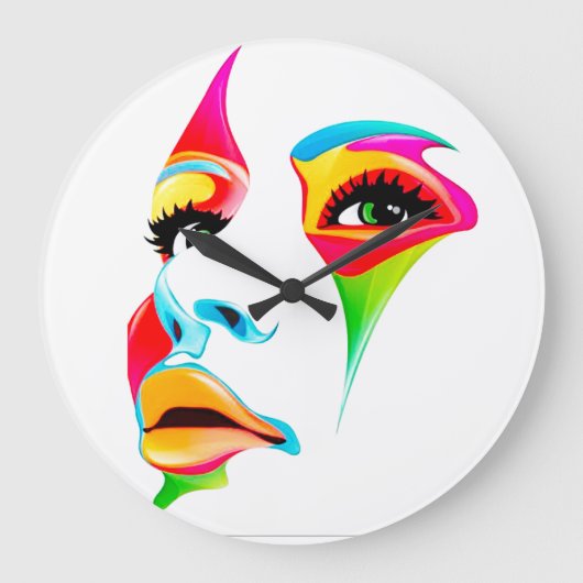 カラフル顔丸（大）壁時計 ラージ壁時計 (正面)