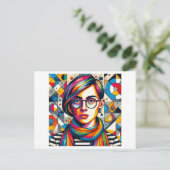 カラフル顔 ポストカード (スタンド正面)