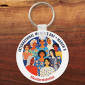カラフル顔 | 女国際的の日 | IWD キーホルダー (裏面)