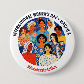 カラフル顔 | 女国際的の日 | IWD 缶バッジ (正面)