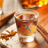 カラフル飛んでいるハミングバード ショットグラス