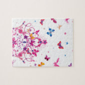 カラフル飛んでいる冠プリント付き蝶/G ジグソーパズル (横)