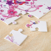 カラフル飛んでいる冠プリント付き蝶/G ジグソーパズル (側面)