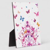 カラフル飛んでいる冠プリント付き蝶/G フォトプラーク (側面)