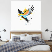 カラフル飛んでいる鳥の壁画 キャンバスプリント (インサイチュ (寝室))