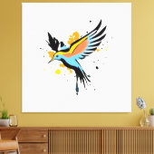 カラフル飛んでいる鳥の壁画 キャンバスプリント (インサイチュ (リビング))