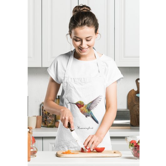 カラフル飛んでいるHummingbird pointillisisも エプロン
