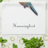 カラフル飛んでいるHummingbird pointillisisも キッチンタオル (折り畳み)