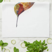 カラフル飛んでいるHummingbird pointillisisも キッチンタオル (折り畳み)
