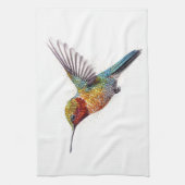 カラフル飛んでいるHummingbird pointillisisも キッチンタオル (縦)