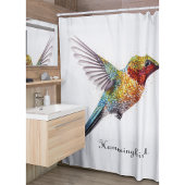 カラフル飛んでいるHummingbird pointillisisも シャワーカーテン