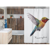 カラフル飛んでいるHummingbird pointillisisも シャワーカーテン