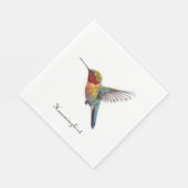 カラフル飛んでいるHummingbird pointillisisも スタンダードランチョンナプキン (角)