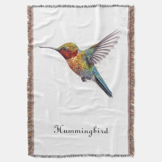 カラフル飛んでいるHummingbird pointillisisも スローブランケット (正面縦)