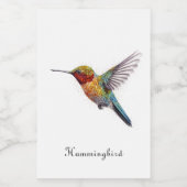 カラフル飛んでいるHummingbird pointillisisも フードラベル (シングルラベル)