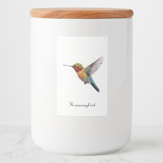 カラフル飛んでいるHummingbird pointillisisも フードラベル (正面)