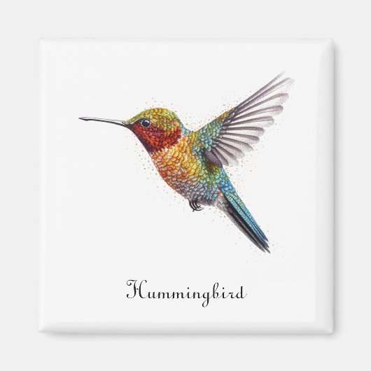 カラフル飛んでいるHummingbird pointillisisも マグネット (正面)