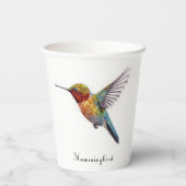 カラフル飛んでいるHummingbird pointillisisも 紙コップ (裏面)