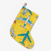 カラフル飛行機スカイ：ヴィンテージ航空機 スモールクリスマスストッキング (正面 (吊り時))