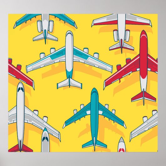 カラフル飛行機スカイ：ヴィンテージ航空機 ポスター (正面)