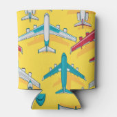 カラフル飛行機スカイ:ヴィンテージ航空機 缶クーラー (裏面)