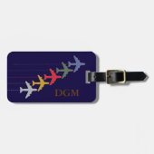 カラフル飛行機パーソナライズされた ラゲッジタグ (正面横)