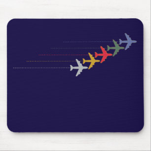 カラフル飛行機 マウスパッド