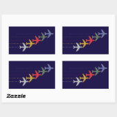 カラフル飛行機 長方形シール (シート)