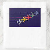 カラフル飛行機 長方形シール (バッグ)