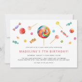 カラフル飴 |レインボー棒つきキャンデー誕生会 招待状 (正面)