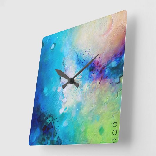 カラフル飾り時計 スクエア壁時計 (傾斜)