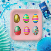 カラフル飾卵 ペーパープレート (パーティー)