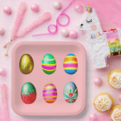 カラフル飾卵 ペーパープレート (パーティー)