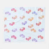 カラフル馬の模様 フリースブランケット (正面(横))