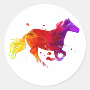 カラフル馬 ラウンドシール