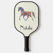 カラフル馬 – 名前の追加 ピックルボールラケット (正面)