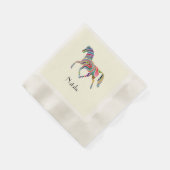 カラフル馬 – 名前の追加 縁ありカクテルナプキン (角)