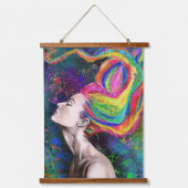 カラフル髪の女ぶら下がったのタペストリー絵画- 吊り下げ型タペストリー (正面)