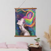 カラフル髪の女ぶら下がったのタペストリー絵画- 吊り下げ型タペストリー (寝室)